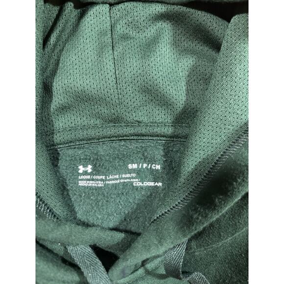 Under Armour ColdGear Hoodie Green Fleece Lined Loose Fit Men’s Small - Picture 4 of 6